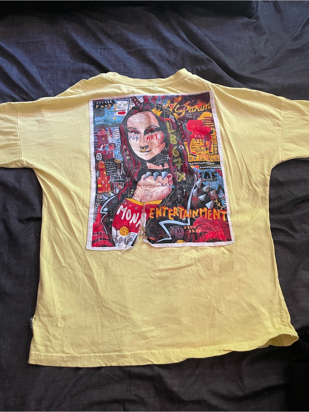 Yellow Pop Art Graphic Home Art T-Shirt Panel